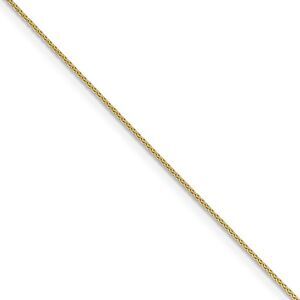 0.65mm 10k Yellow Gold Diamond Cut Wheat Chain Necklace, 20 Inch